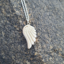 Load image into Gallery viewer, Mini Angel Wing Necklace - Bone Silver - Feather Tribe
