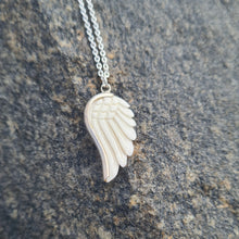 Load image into Gallery viewer, Mini Angel Wing Necklace - Bone Silver - Feather Tribe