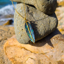 Load image into Gallery viewer, Blue Avian Feather Necklace with Moonstone - FeatherTribe