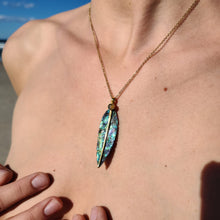 Load image into Gallery viewer, Blue Avian Feather Necklace with Moonstone - FeatherTribe