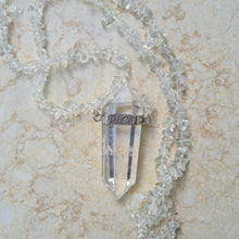 Load image into Gallery viewer, CrystalPointNecklace with Clear Quartz Beads