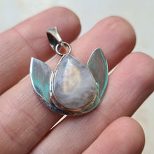 Load image into Gallery viewer, Lotus Moonstone Pendant Sterling Silver