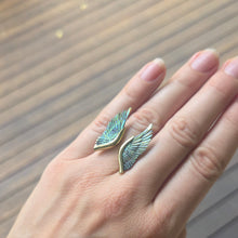 Load image into Gallery viewer, Medium Angel Wings Ring Abalone Feather Tribe