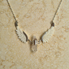 Load image into Gallery viewer, Orion Pendant Clear Quartz Bone Wings Silver