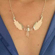 Load image into Gallery viewer, Orion Pendant Clear Quartz Bone Wings Silver