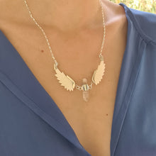 Load image into Gallery viewer, Orion Pendant Clear Quartz Bone Wings Silver