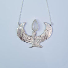 Load image into Gallery viewer, Premium Medium Silver Isis Goddess Necklace with Moonstone