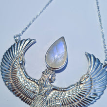 Load image into Gallery viewer, Premium Medium Silver Isis Goddess Necklace with Moonstone