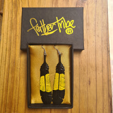 Load image into Gallery viewer, Yellow Tailed Black Cockatoo Feather Earrings