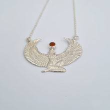 Load image into Gallery viewer, Small Garnet Silver Isis Goddess Necklace or Headpiece