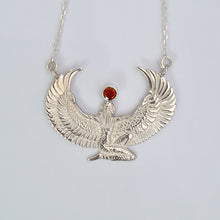Load image into Gallery viewer, Small Garnet Silver Isis Goddess Necklace or Headpiece
