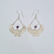 Load image into Gallery viewer, Silver Amethyst Isis Goddess Earrings