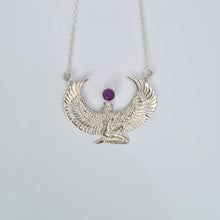 Load image into Gallery viewer, Small Silver Amethyst Isis Goddess Necklace or Headpiece