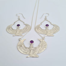 Load image into Gallery viewer, Small Silver Amethyst Isis Goddess Necklace or Headpiece

