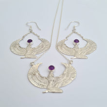 Load image into Gallery viewer, Small Silver Amethyst Isis Goddess Necklace or Headpiece