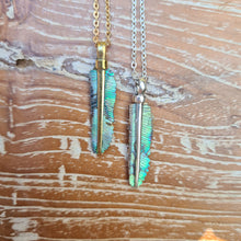 Load image into Gallery viewer, Ultra Mini Abalone Flight Feather Necklace with Silver or Brass Spine - FeatherTribe