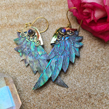 Load image into Gallery viewer, Abalone SuperWing Earrings with Labradorite