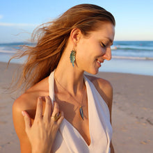 Load image into Gallery viewer, Blue Avian Feather Necklace with Moonstone - FeatherTribe