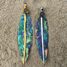 Load image into Gallery viewer, Blue Avian Feather Necklace with Moonstone - FeatherTribe
