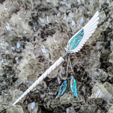 Load image into Gallery viewer, Abalone Unicorn Angel Wing Hair Stick - FeatherTribe
