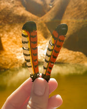 Load image into Gallery viewer, Female Red Tailed Black Cockatoo Feather Earrings - FeatherTribe
