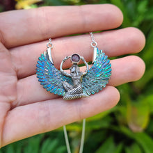 Load image into Gallery viewer, Abalone Isis Goddess Necklace with Amethyst or Moonstone - FeatherTribe