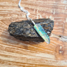 Load image into Gallery viewer, Ultra Mini Abalone Flight Feather Necklace with Silver or Brass Bail - FeatherTribe
