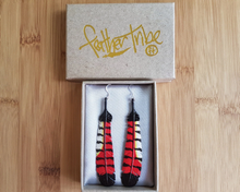 Load image into Gallery viewer, Female Red Tailed Black Cockatoo Feather Earrings - FeatherTribe
