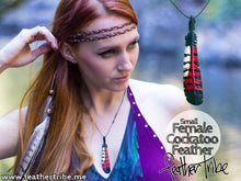 Load image into Gallery viewer, Small Female Red Tailed Black Cockatoo Feather Necklace - FeatherTribe