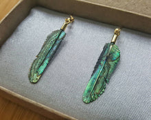Load image into Gallery viewer, Super Mini Abalone Flight Feather Earrings - FeatherTribe