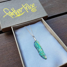 Load image into Gallery viewer, Super Mini Abalone Flight Feather Necklace with Silver or Brass Bail - FeatherTribe