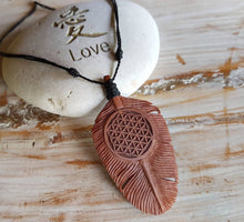 Load image into Gallery viewer, Eagle Down Feather with Flower of Life - FeatherTribe