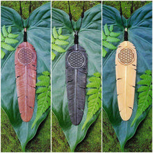Load image into Gallery viewer, Flight Feather Necklace with Flower of Life - FeatherTribe
