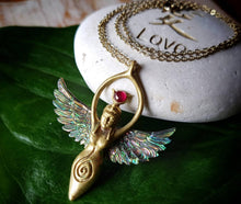 Load image into Gallery viewer, Abalone Goddess Necklace with Ruby - FeatherTribe