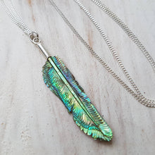 Load image into Gallery viewer, Super Mini Abalone Flight Feather Necklace with Silver or Brass Bail - FeatherTribe