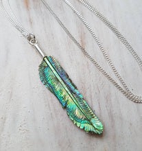 Load image into Gallery viewer, Super Mini Abalone Flight Feather Necklace with Silver or Brass Bail - FeatherTribe