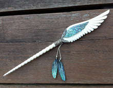 Load image into Gallery viewer, Abalone Unicorn Angel Wing Hair Stick - FeatherTribe