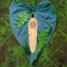 Load image into Gallery viewer, Flight Feather Necklace with Flower of Life - FeatherTribe