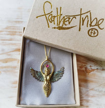 Load image into Gallery viewer, Abalone Goddess Necklace with Ruby - FeatherTribe
