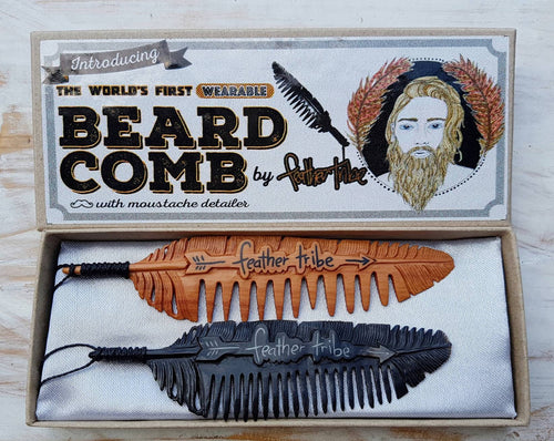 Beard Comb Necklace with Moustache Detailer - FeatherTribe