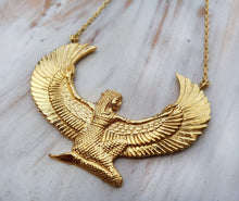 Load image into Gallery viewer, Medium 24ct Gold Dipped Isis Goddess Necklace - FeatherTribe