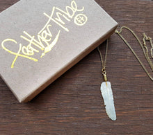 Load image into Gallery viewer, Super Mini Golden Pearl Flight Feather Necklace with Brass - FeatherTribe
