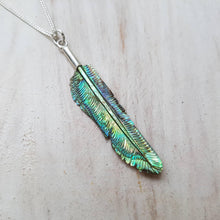 Load image into Gallery viewer, Super Mini Abalone Flight Feather Necklace with Silver or Brass Bail - FeatherTribe