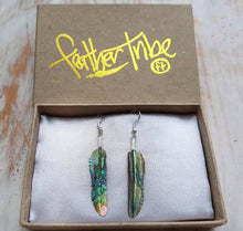 Load image into Gallery viewer, Super Mini Abalone Flight Feather Earrings - FeatherTribe