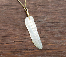 Load image into Gallery viewer, Super Mini Golden Pearl Flight Feather Necklace with Brass - FeatherTribe
