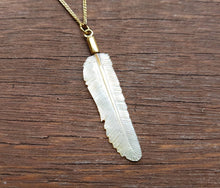 Load image into Gallery viewer, Super Mini Golden Pearl Flight Feather Necklace with Brass - FeatherTribe