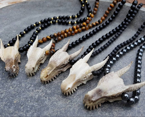 Dragon Skull Necklace with Premium Beads - FeatherTribe
