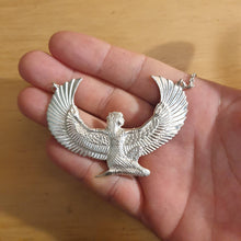 Load image into Gallery viewer, Medium Silver Dipped Isis Goddess Necklace - FeatherTribe