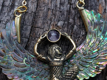 Load image into Gallery viewer, Abalone Isis Goddess Necklace with Amethyst or Moonstone - FeatherTribe
