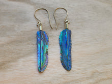Load image into Gallery viewer, Super Mini Abalone Flight Feather Earrings - FeatherTribe
